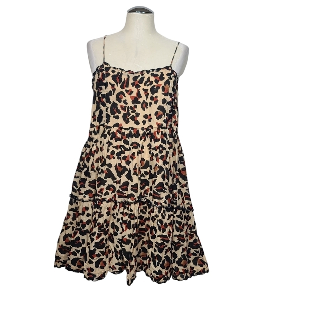 Urban Outfitters Hanna Animal Print Spaghetti Stap Back Keyhole Mini Dress S
